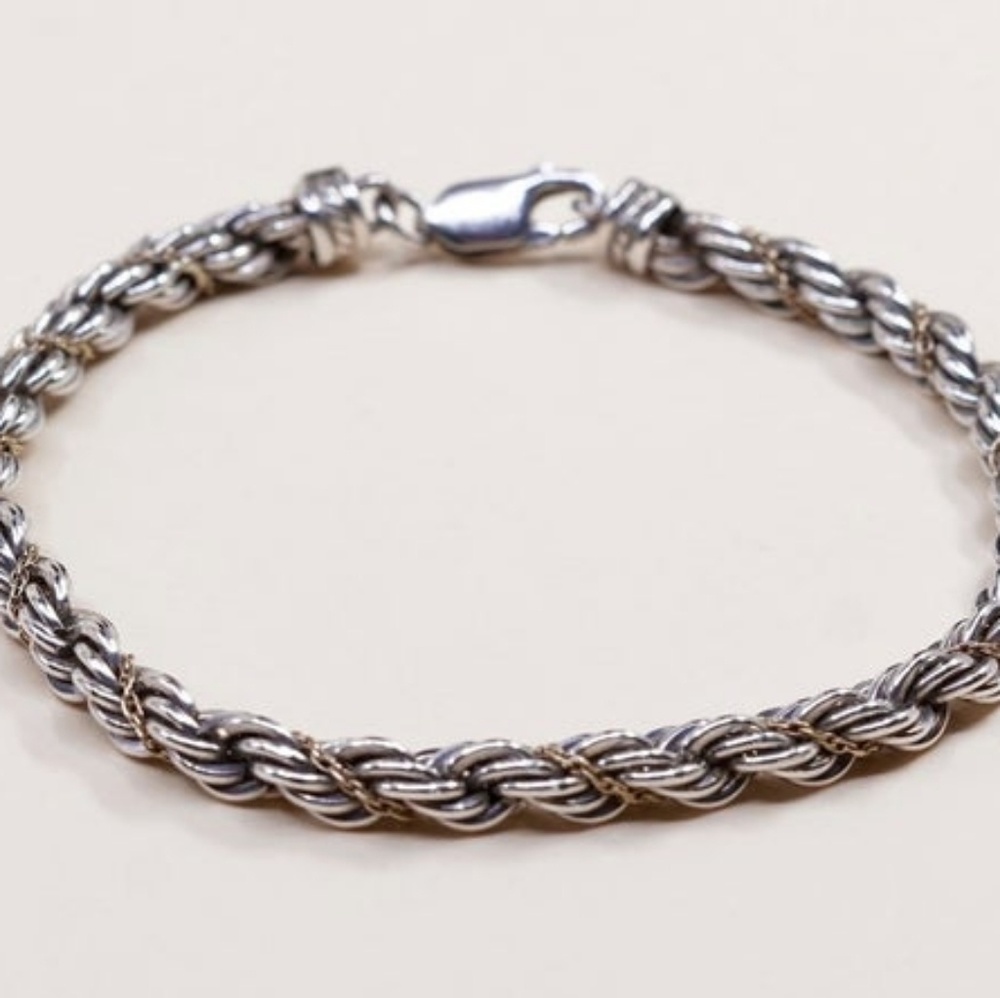 14k & Sterling silver precious rope Bracelet vinta